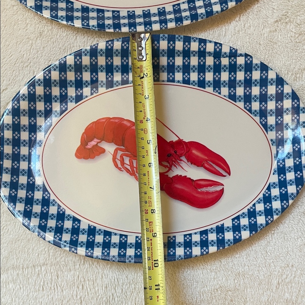 LOBSTER PLATES:Blue & Red plastic Dinner size plates - Picture 3 of 6